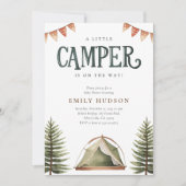 キャンピングフォレストの水の色ベビーシャワー 招待状 (正面)