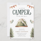 キャンピングフォレストの水の色ベビーシャワー 招待状 (正面)