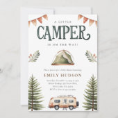 キャンピングフォレストの水の色ベビーシャワー 招待状 (正面)