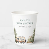 キャンピングフォレストの水の色ベビーシャワー 紙コップ (裏面)