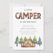 キャンピングフォレストウォーターカラーベビーシャワー招待状 招待状 (正面)