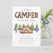キャンピングフォレストウォーターカラーベビーシャワー招待状 招待状 (スタンド正面)
