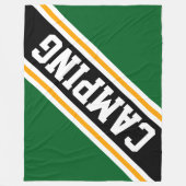 キャンピングフォレストグリーンイエローブラックレーシングストライプズ フリースブランケット (正面)