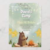 キャンピングフォレストベアーボーイ誕生日招待状 招待状 (正面/裏面)
