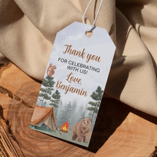 キャンピングフォレスト誕生日パーティーサンキューユユーラベル ギフトタグ