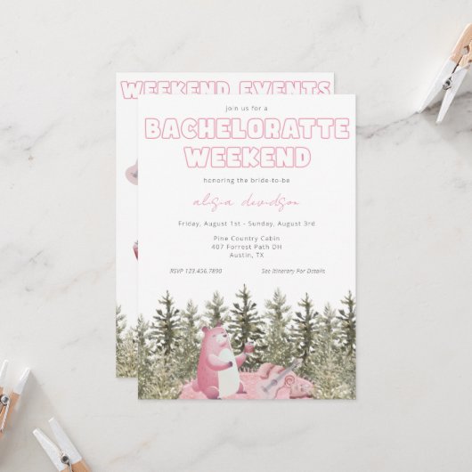 キャンピングベアバチェロレッテ招待状 招待状 (正面/裏面インサイチュ)