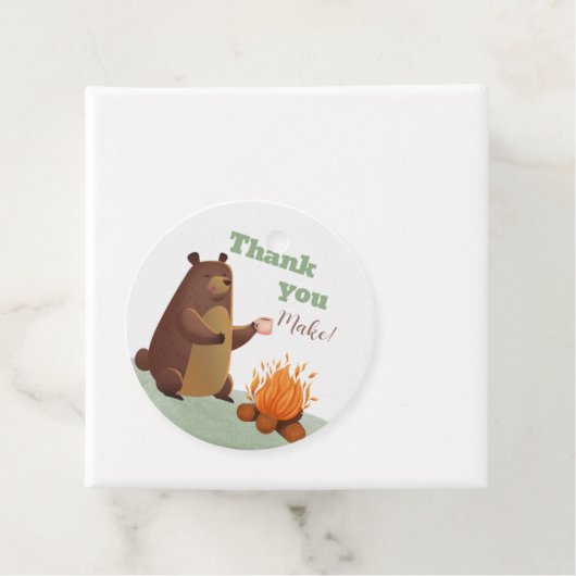 キャンピングベアーベイビーシャワーありがとうメッセージカード フェイバータグ (インサイチュ)