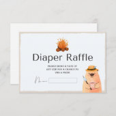 キャンピングベビーシャワーおむつラッフルカード 招待状 (正面/裏面)