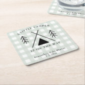 キャンピングベビーシャワー スクエアペーパーコースター (アングル)