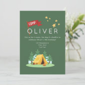 キャンピングボンファイアアウトドアアドベンチャー誕生日 招待状 (スタンド正面)