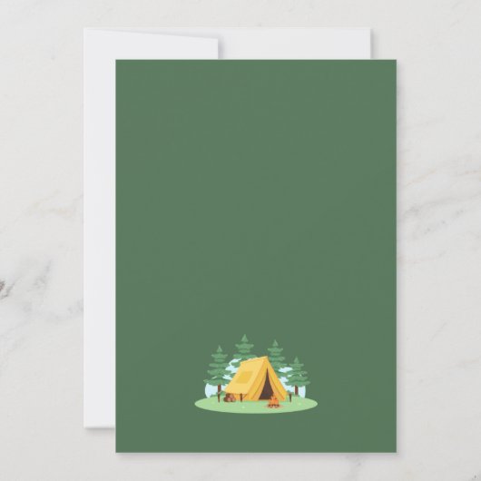 キャンピングボンファイアアウトドアアドベンチャー誕生日 招待状 (裏面)