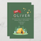 キャンピングボンファイアアウトドアアドベンチャー誕生日 招待状 (正面/裏面)