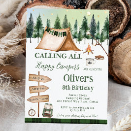 キャンピングボンファイアキャンプファイアズモーレスアウトドア誕生日 招待状