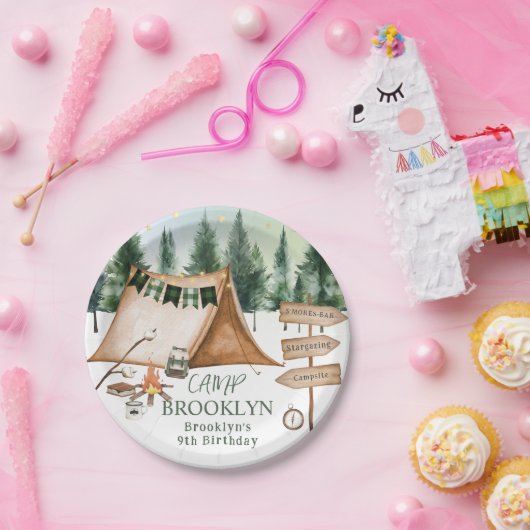 キャンピングボンファイアキャンプファイアズモーレス誕生日屋外 ペーパープレート (パーティー)