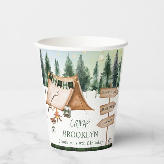 キャンピングボンファイアキャンプファイアズモーレス誕生日屋外 紙コップ (正面)
