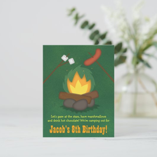 キャンピングボンファイアバースデーパーティ招待状 招待状 (スタンド正面)