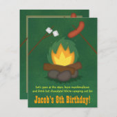 キャンピングボンファイアバースデーパーティ招待状 招待状 (正面/裏面)