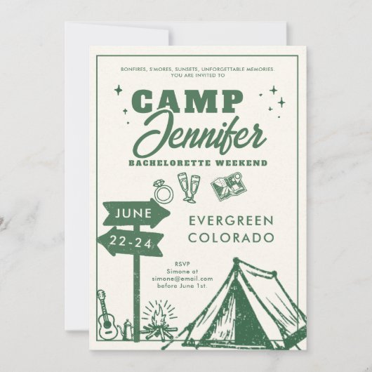 キャンピングマウンテンズグリーンキャンプバチェロレッテ 招待状 (正面)
