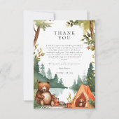 キャンピングマウンテンベビー素朴シャワー サンキューカード (正面)