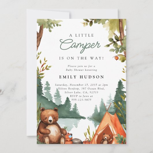 キャンピングマウンテンベビー素朴シャワー 招待状 (正面)