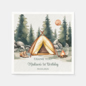 キャンピングマウンテン素朴バースデーパーティー スタンダードカクテルナプキン (正面)