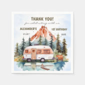 キャンピングマウンテン素朴バースデーパーティー スタンダードカクテルナプキン (正面)