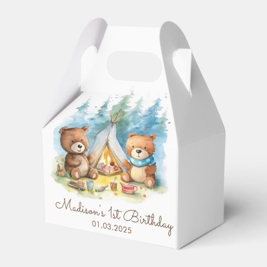 キャンピングマウンテン素朴バースデーパーティー フェイバーボックス (正面サイド)