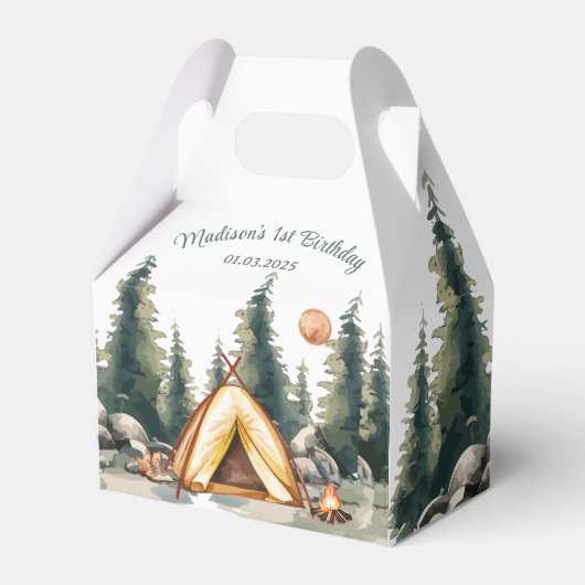 キャンピングマウンテン素朴バースデーパーティー フェイバーボックス (正面サイド)
