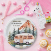 キャンピングマウンテン素朴バースデーパーティー ペーパープレート (パーティー)