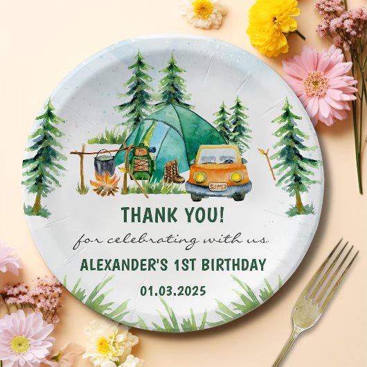 キャンピングマウンテン素朴バースデーパーティー ペーパープレート