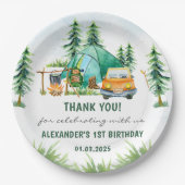 キャンピングマウンテン素朴バースデーパーティー ペーパープレート (正面)