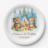 キャンピングマウンテン素朴バースデーパーティー ペーパープレート (正面)