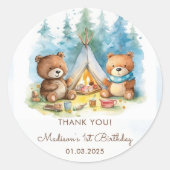 キャンピングマウンテン素朴バースデーパーティー ラウンドシール (正面)