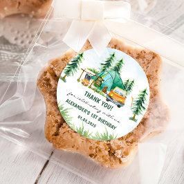 キャンピングマウンテン素朴バースデーパーティー ラウンドシール