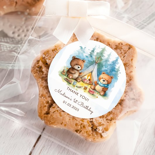 キャンピングマウンテン素朴バースデーパーティー ラウンドシール