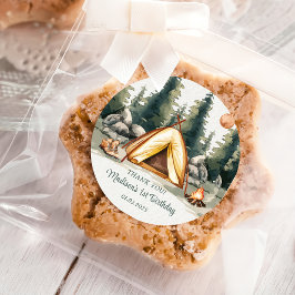 キャンピングマウンテン素朴バースデーパーティー ラウンドシール