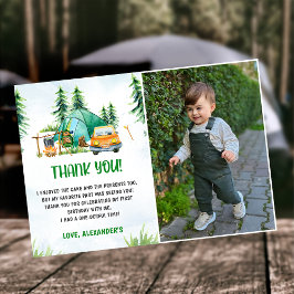 キャンピングマウンテン素朴フォトサンキューカード 招待状