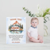 キャンピングマウンテン素朴誕生日サンキューカード 招待状 (スタンド正面)