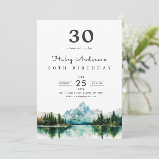 キャンピングマウンテン30歳誕生日パーティー招待状 招待状 (スタンド正面)