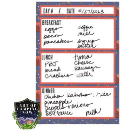 キャンピングメニュー食事計画ツール ポストイット