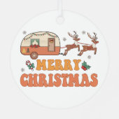 キャンピングメリークリスマストインデアタイポグラフィ メタルオーナメント (裏面)