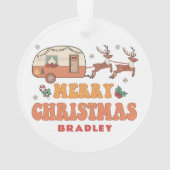 キャンピングメリークリスマストナカイパーソナライズされたー名 オーナメント (裏面)