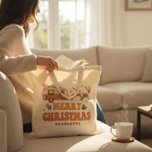 キャンピングメリークリスマストナカイパーソナライズされたー名 トートバッグ