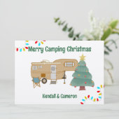 キャンピングメリークリスマスフィフスホイールグリーティングカード 招待状 (スタンド正面)