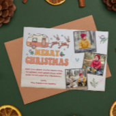 キャンピングメリークリスマスフォトコラージトインデナー シーズンカード