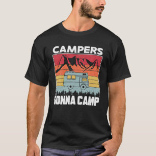 キャンピングモーターホームカンパーバンレトロヴィンテージキャンパー Tシャツ