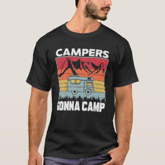 キャンピングモーターホームカンパーバンレトロヴィンテージキャンパー Tシャツ