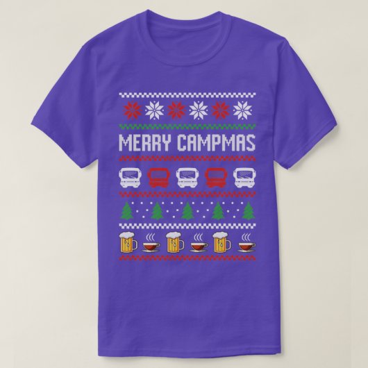 キャンピングモーターホームビールコーヒー醜いクリスマス汗 Tシャツ (デザイン正面)