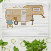 キャンピングライフことわざ5thホイールRVキャンパー キッチンタオル (折り畳み)