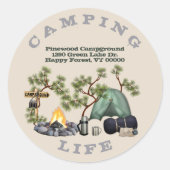 キャンピングライフキャンプグラウンドラウンド差出人住所 ラウンドシール (正面)